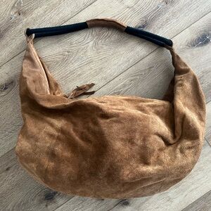 Suede Hobo Bag - Tan